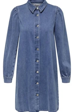 New Only Onlalma L/S Dress Cro 4724084 Medium Blue Denim
