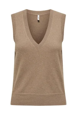 Hot Only Onlama Life Sl V-Neck Vest Cc Knt 4885862 Toasted Coconut Melange