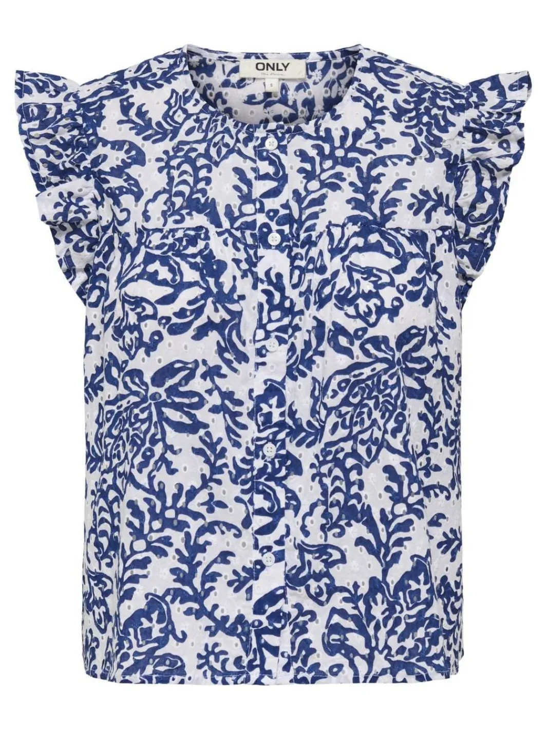 Only Onlamanda Chanee Cap Emb Top 4814620 Cloud Dancer W Estate Blue