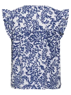 Only Onlamanda Chanee Cap Emb Top 4814620 Cloud Dancer W Estate Blue