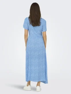 Outlet Only Onlancona Ss V-Neck Dress Moch 4815088 French Blue W Cloud Dancer