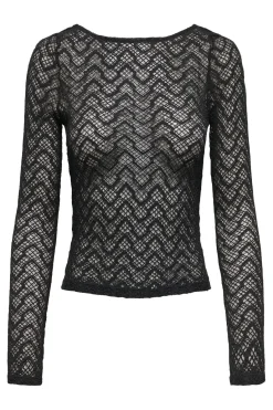 Discount Only Onlangila L/S Deep Back Top Box 4877602 Black