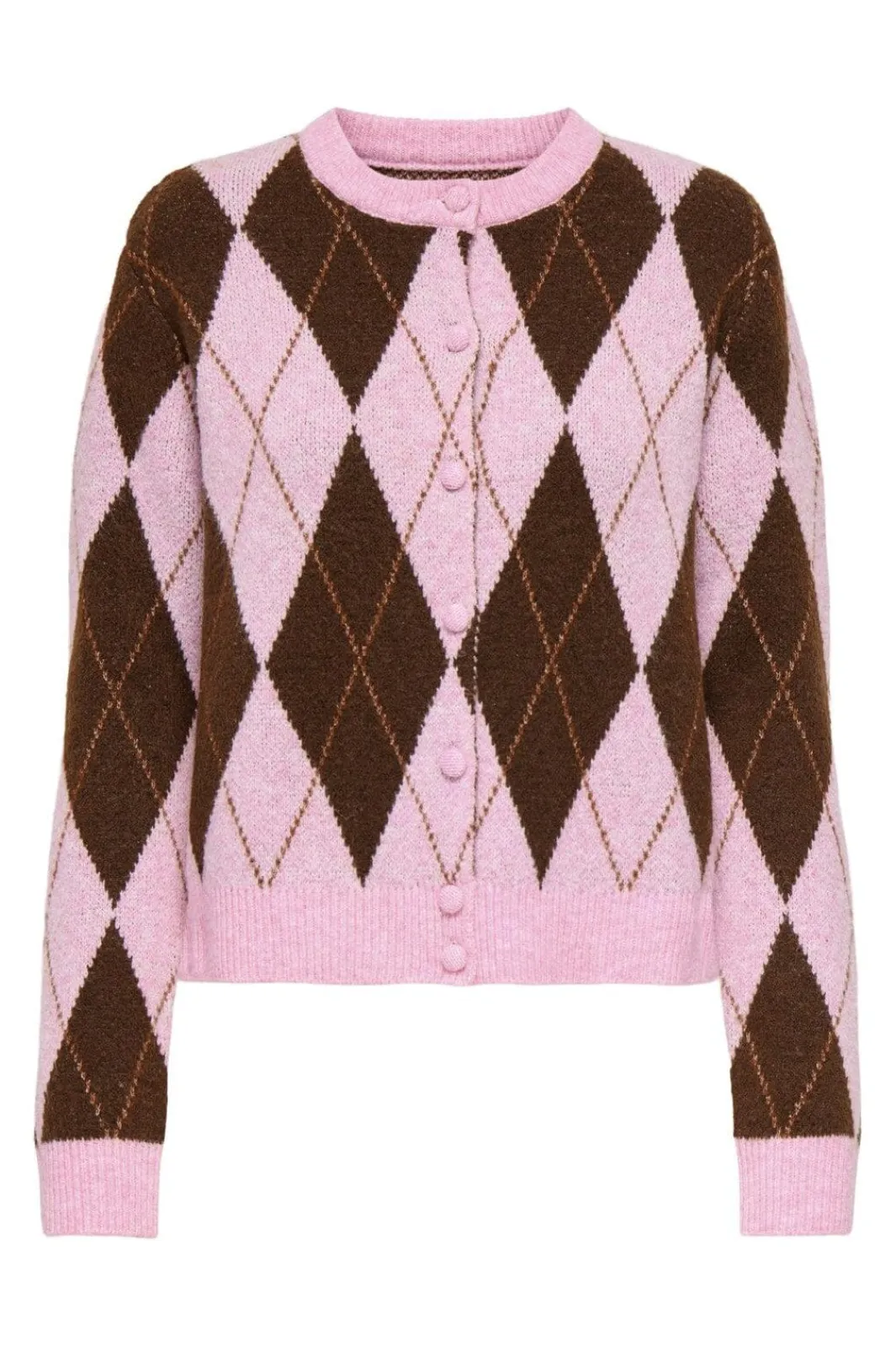 Clearance Only Onlannika Life Ls O-Neck Cardi Knt 5011508 Sea Pink Zinfandel/Gingerbread/Melange