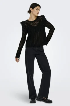 Hot Only Onlashley Ls O-Neck Mix Knt 4805321 Black Dtm Lace