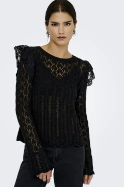 Hot Only Onlashley Ls O-Neck Mix Knt 4805321 Black Dtm Lace