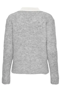 Hot Only Onlazu Ls Polo Neck Knt 4959031 Light Grey Melange Cloud Dancer
