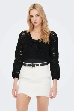 New Only Onlbeach Life 7/8 Tie Cardigan Knt 3991923 Black