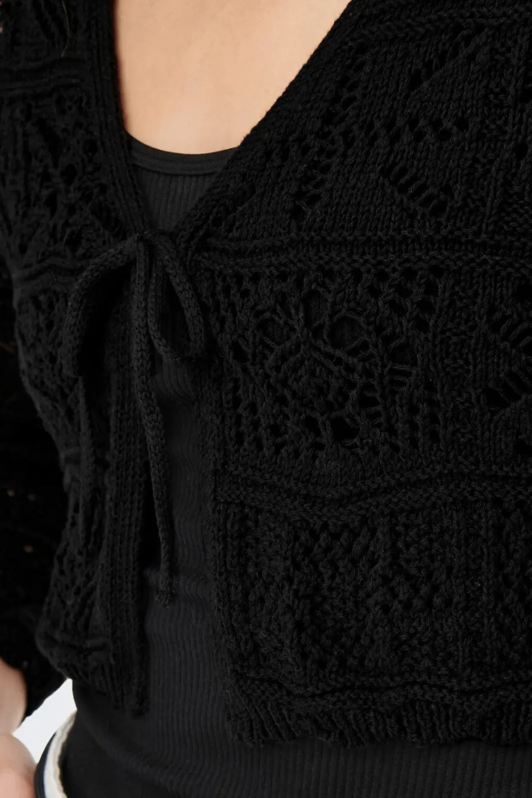 New Only Onlbeach Life 7/8 Tie Cardigan Knt 3991923 Black