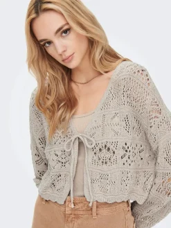 Hot Only Onlbeach Life 7/8 Tie Cardigan Knt 4032191 Pumice Stone