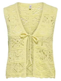 Sale Only Onlbeach Life Sl Tie Vest Knt 4746890 Wax Yellow