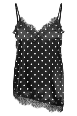 Online Only Onlbella Strap Satin Lace Top 5126119 Black White Dot And Black Lace