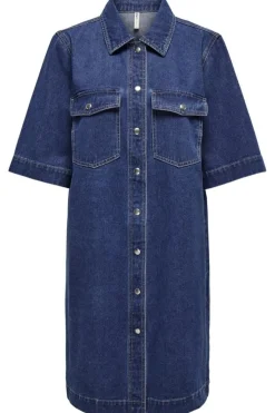 Sale Only Onlbelle S/S Button Dress Gua 4506888 Dark Blue Denim