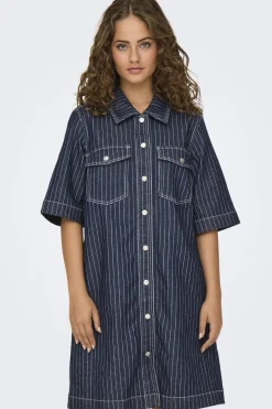 Clearance Only Onlbelle S/S Stripe Dress Gua 4740251 Dark Blue Denim Stripe