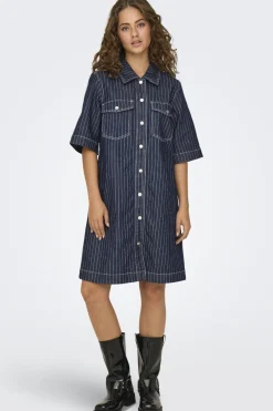 Clearance Only Onlbelle S/S Stripe Dress Gua 4740251 Dark Blue Denim Stripe