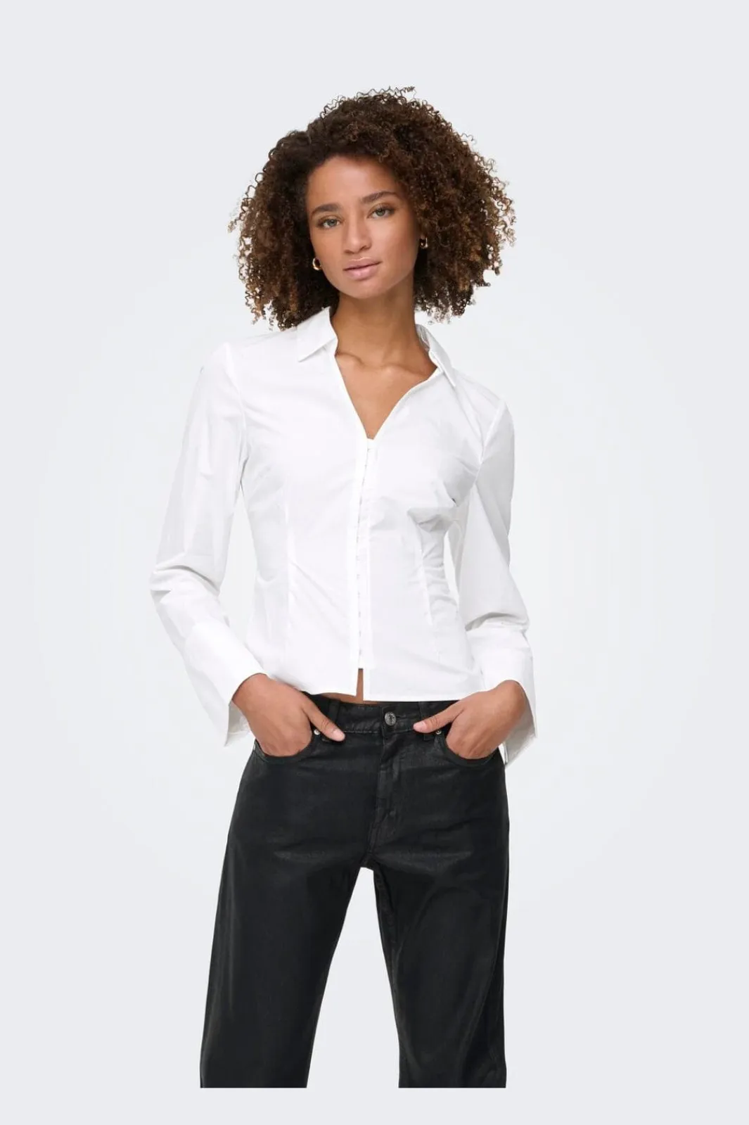 Only Onlbeya Ls Fitted Hook Shirt 4942456 Bright White