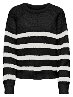 Only Onlbillie Life Ls Stripe O-Neck Knt 4504080 Black Cloud Dancer