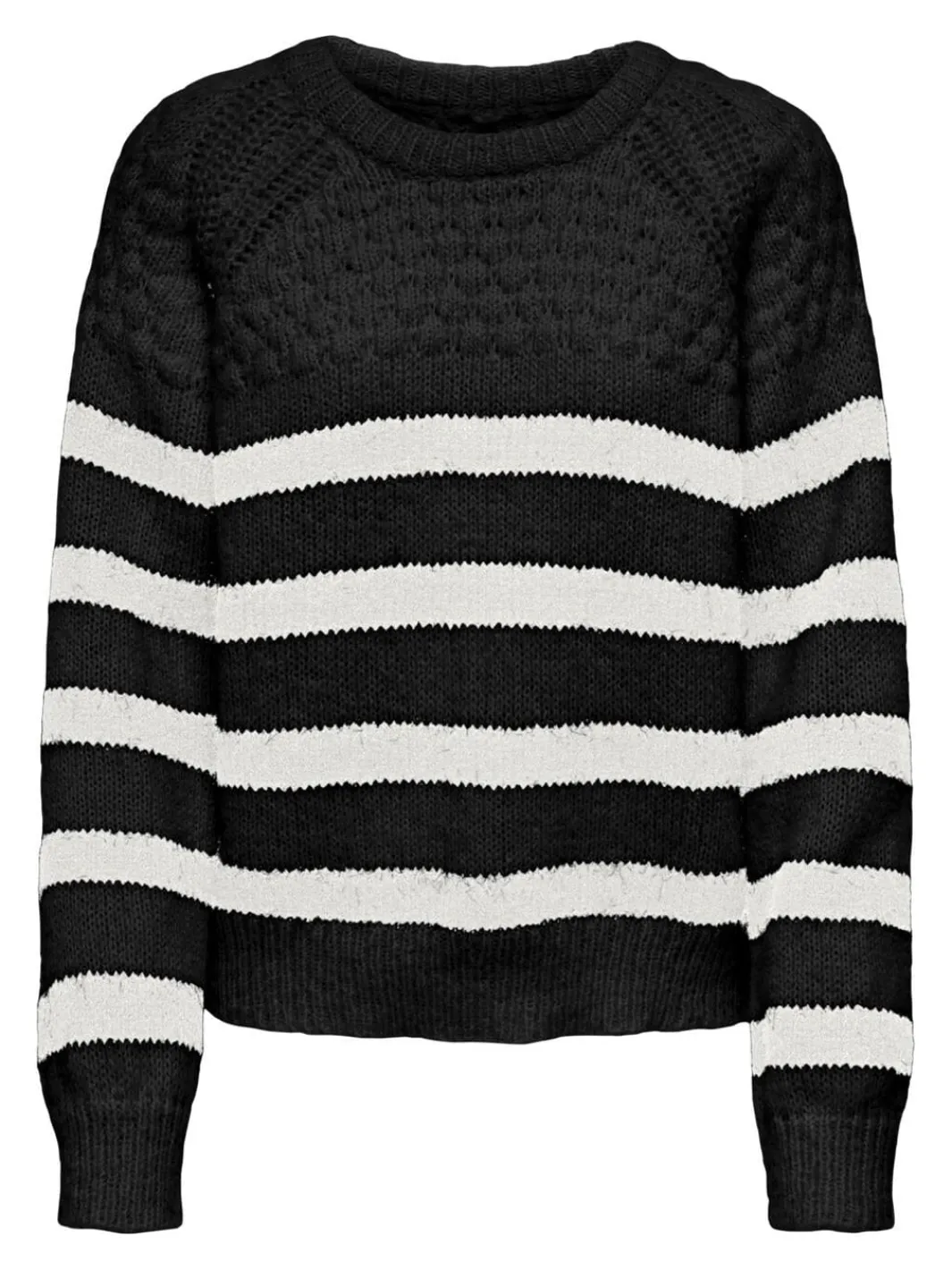 Only Onlbillie Life Ls Stripe O-Neck Knt 4504080 Black Cloud Dancer