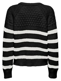Only Onlbillie Life Ls Stripe O-Neck Knt 4504080 Black Cloud Dancer