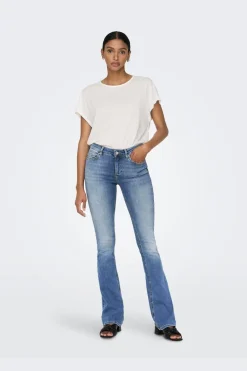 New Only Onlblush Mid Flared 3776305 Light Blue Denim