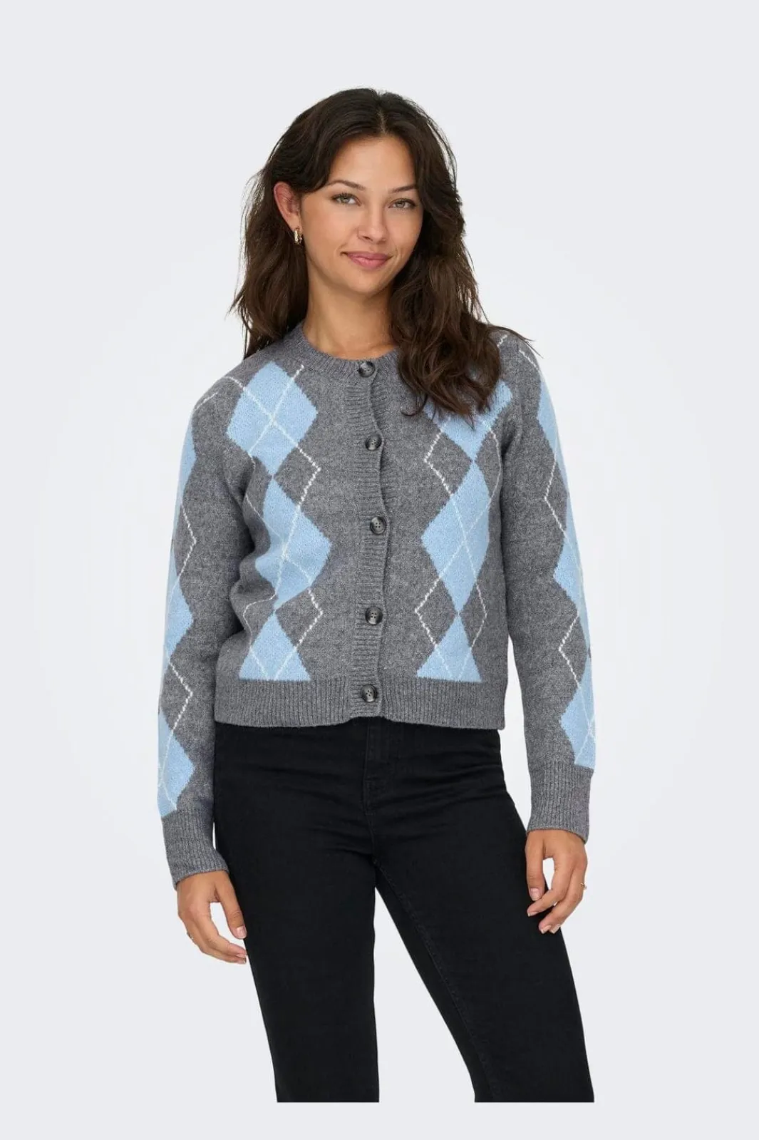 New Only Onlbrighton Life Ls Button Cardi Knt 4960042 Medium Grey Melange Soft Chambray/Birch/Horn Button