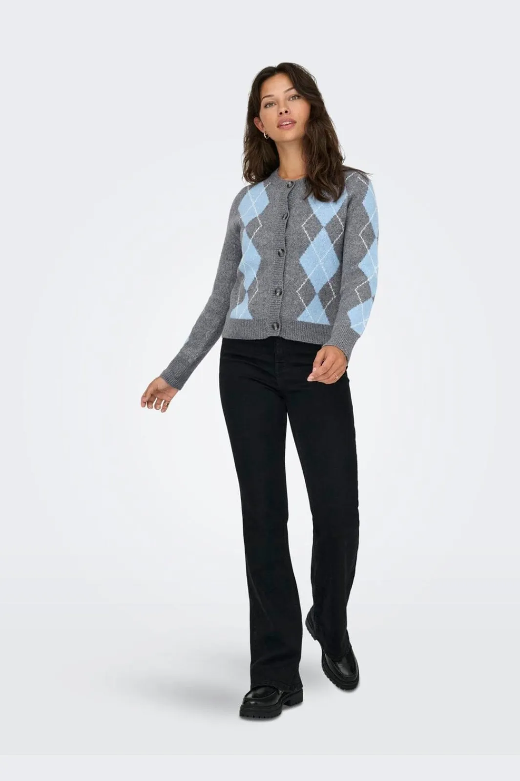 New Only Onlbrighton Life Ls Button Cardi Knt 4960042 Medium Grey Melange Soft Chambray/Birch/Horn Button