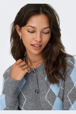 New Only Onlbrighton Life Ls Button Cardi Knt 4960042 Medium Grey Melange Soft Chambray/Birch/Horn Button