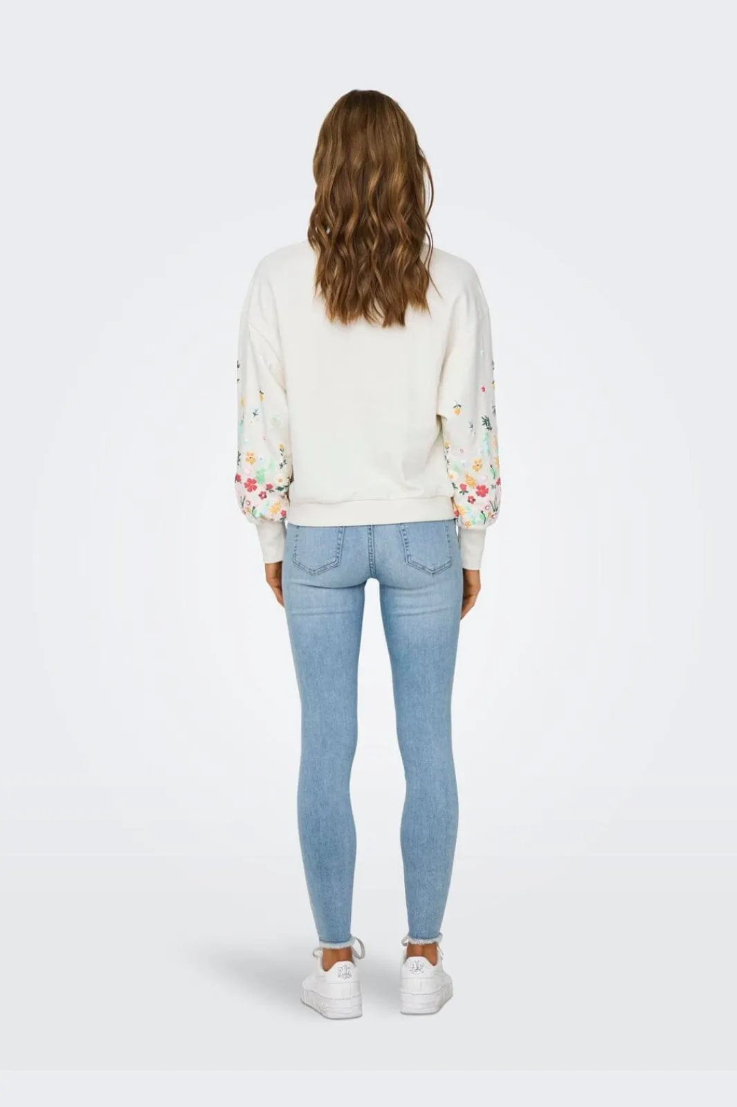 Hot Only Onlbrooke L/S O-Neck Flower Swt 4236763 Cloud Dancer Sleeve Flower