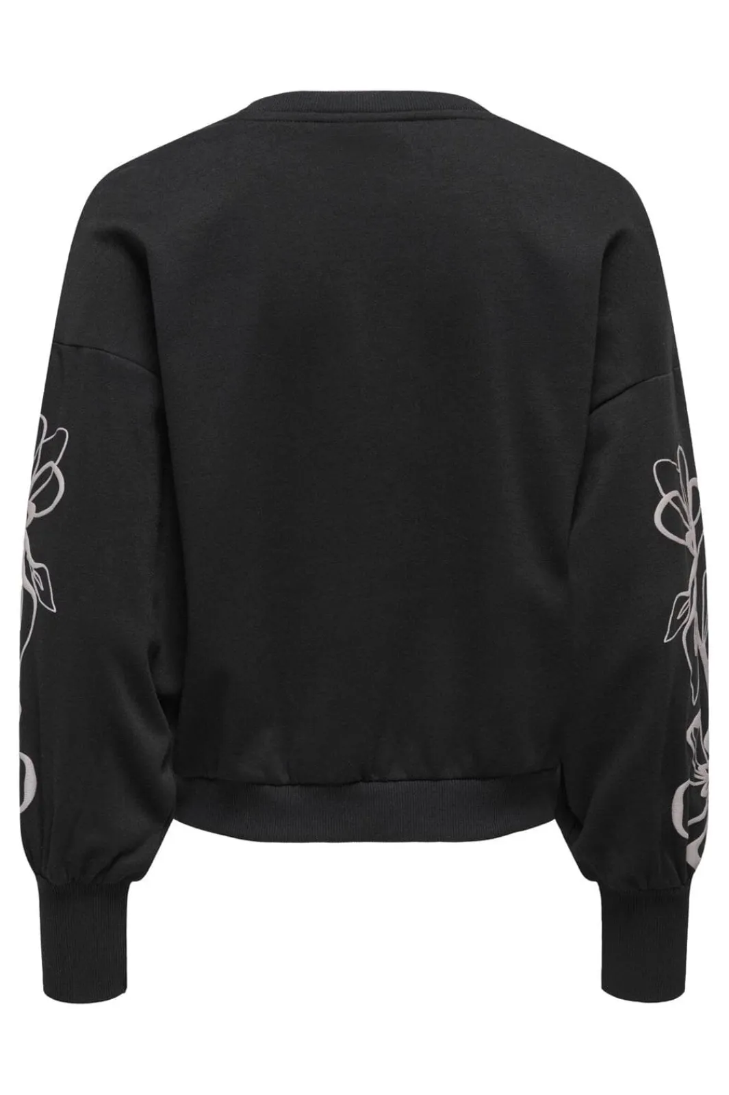 Clearance Only Onlbrooke L/S O-Neck Flower Swt 4989287 Black Magnolia Flower Sleeve Puff