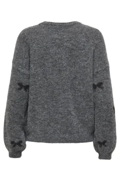 Best Only Onlbrunhilda Life Ls Bow O-Neck Knt 4947221 Medium Grey Melange Black/Mini Bow