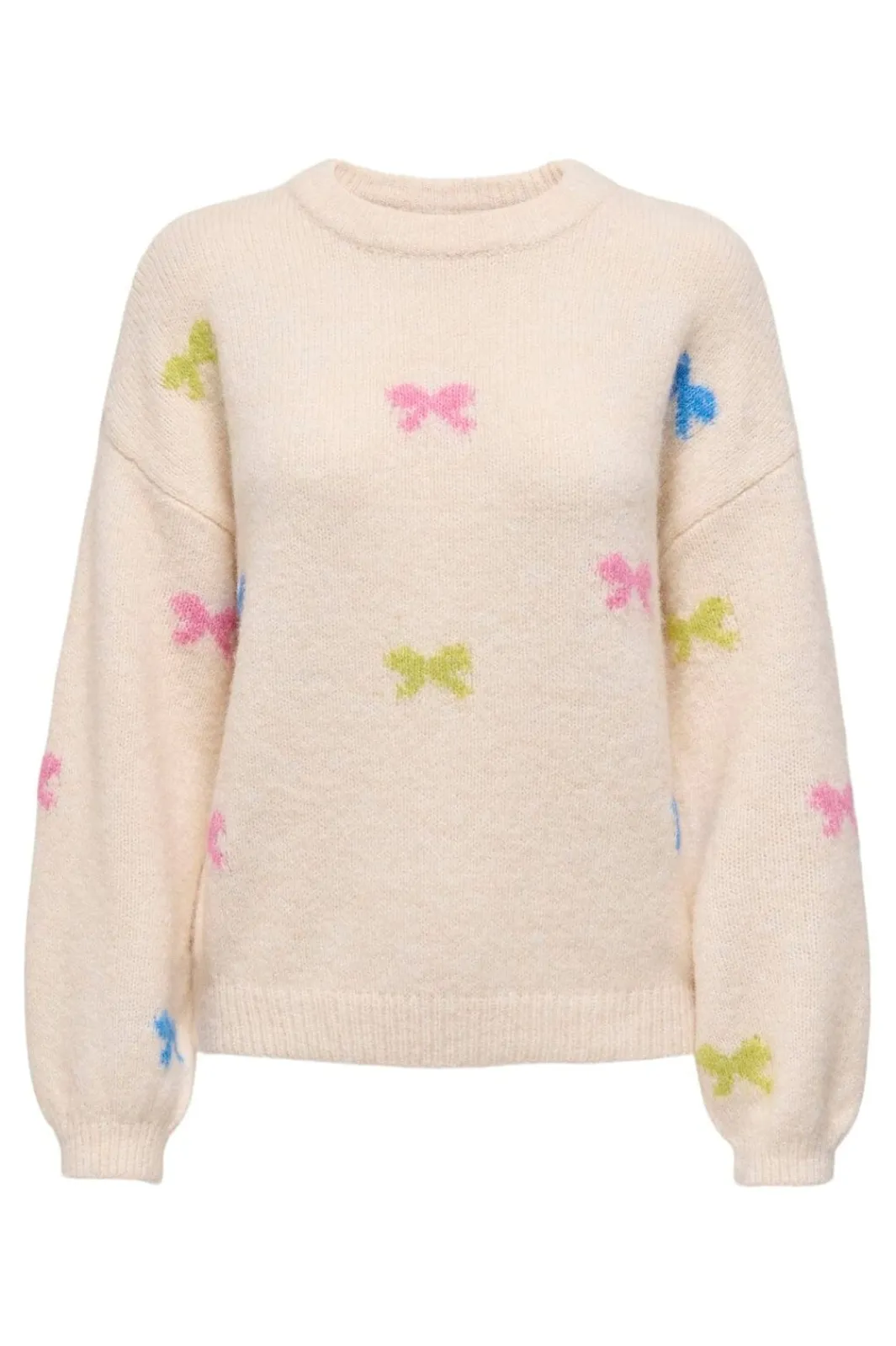 Hot Only Onlbrunhilda Life Ls Bow O-Neck Knt 4947227 Baby'S Breath Camp G/Wild R/Campa/Mel/Mini Bow