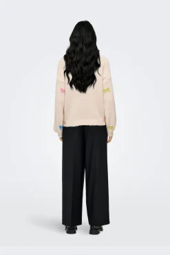 Hot Only Onlbrunhilda Life Ls Bow O-Neck Knt 4947227 Baby'S Breath Camp G/Wild R/Campa/Mel/Mini Bow
