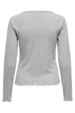 Best Only Onlcarlotta L/S O-Neck Button Top 4695779 Light Grey Melange
