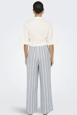 Clearance Only Onlcaro Linen Bl Pull-Up Pant Cc 4727301 Coronet Blue Bright White