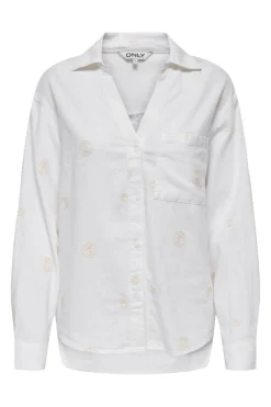Discount Only Onlcaro L/S Linen Bl Emb Shirt Cc 4652331 Bright White Pumice Stone Embroidery