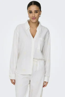 Discount Only Onlcaro L/S Linen Bl Emb Shirt Cc 4652331 Bright White Pumice Stone Embroidery