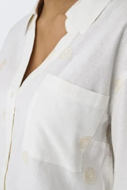 Discount Only Onlcaro L/S Linen Bl Emb Shirt Cc 4652331 Bright White Pumice Stone Embroidery
