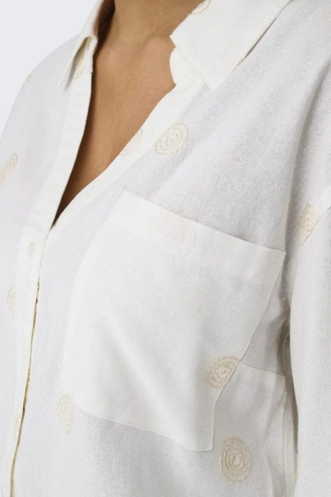 Discount Only Onlcaro L/S Linen Bl Emb Shirt Cc 4652331 Bright White Pumice Stone Embroidery