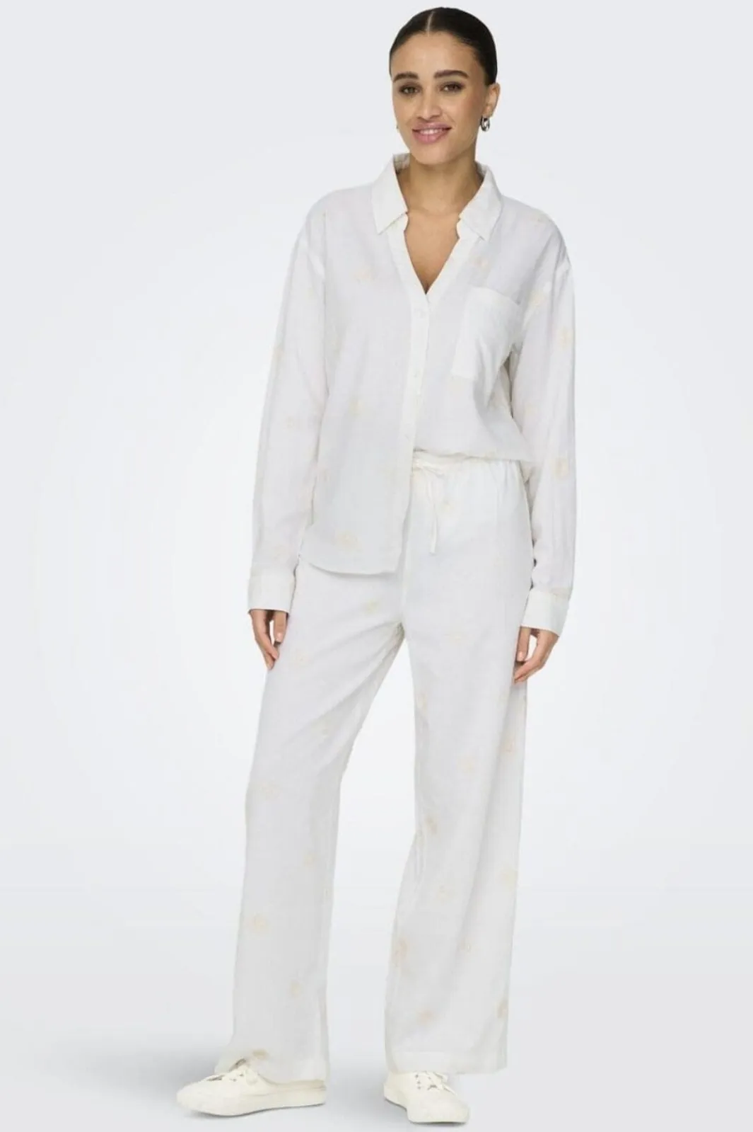 Discount Only Onlcaro L/S Linen Bl Emb Shirt Cc 4652331 Bright White Pumice Stone Embroidery
