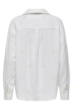 Discount Only Onlcaro L/S Linen Bl Emb Shirt Cc 4652331 Bright White Pumice Stone Embroidery
