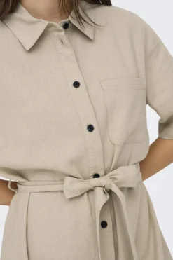 Online Only Onlcaro S/S Linen Bl Belt Dress Cc 4727101 Oxford Tan