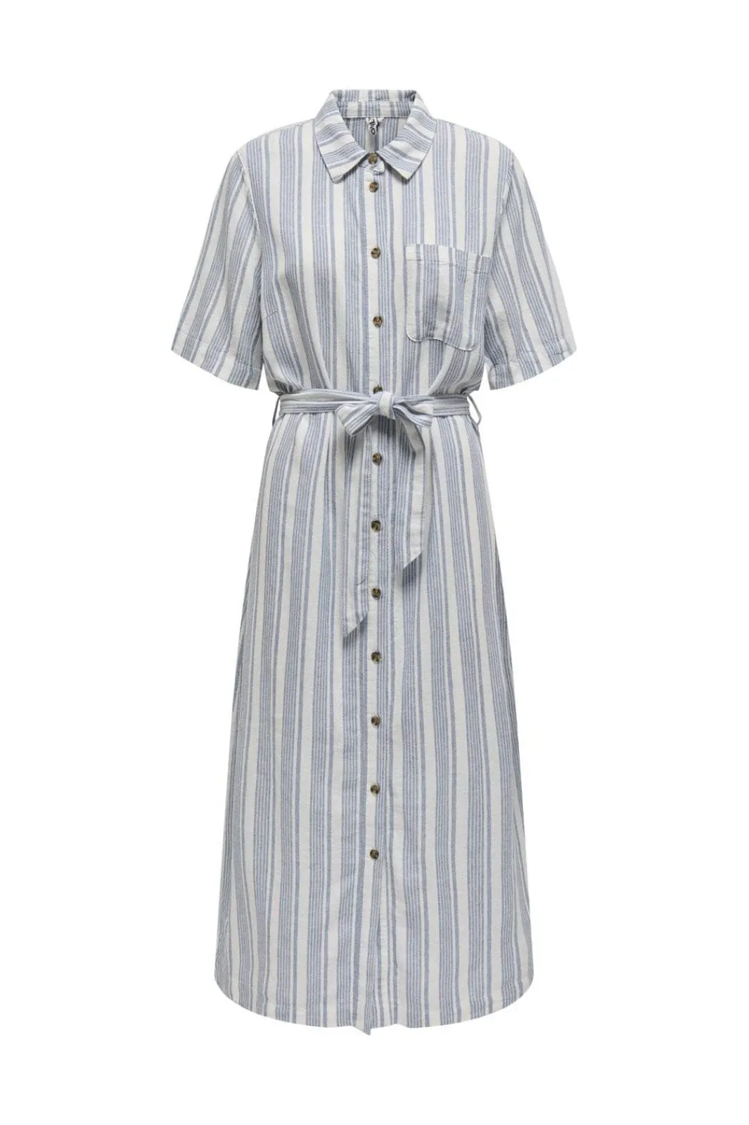 Only Onlcaro S/S Linen Bl Belt Dress Cc 4652253 Coronet Blue Bright White