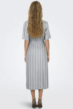 Only Onlcaro S/S Linen Bl Belt Dress Cc 4652253 Coronet Blue Bright White