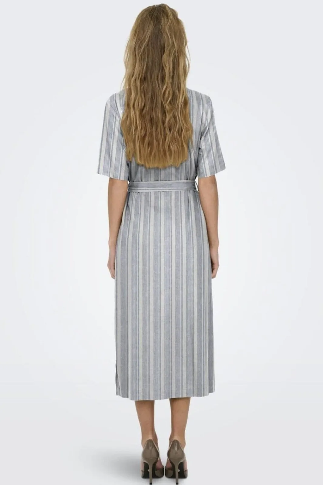 Only Onlcaro S/S Linen Bl Belt Dress Cc 4652253 Coronet Blue Bright White