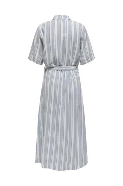 Only Onlcaro S/S Linen Bl Belt Dress Cc 4652253 Coronet Blue Bright White