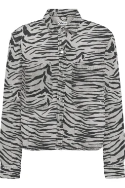 Clearance Only Onlcassie Ls Zebra Shirt Sik 4839009 Light Grey Denim Zebra