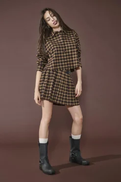 Online Only Onlcat Life Plisse Check Skirt 4859333 Chipmunk Black Coffee