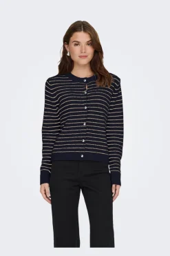 Outlet Only Onlchester Life Ls Stripe Cardi Cc Knt 4959096 Night Sky Humus/Mel/Silver Button