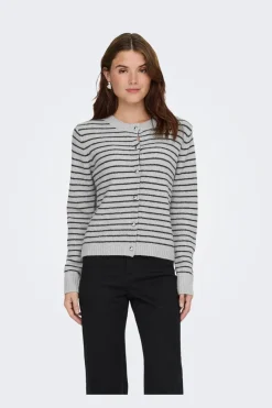 Sale Only Onlchester Life Ls Stripe Cardi Cc Knt 4959097 Light Grey Melange Black/Silver Button