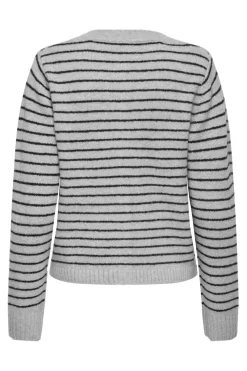 Sale Only Onlchester Life Ls Stripe Cardi Cc Knt 4959097 Light Grey Melange Black/Silver Button