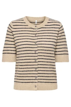 Online Only Onlchester Life Ss Stripe Cardi Cc Knt 4917601 Humus Night Sky/Mel/Silver Button